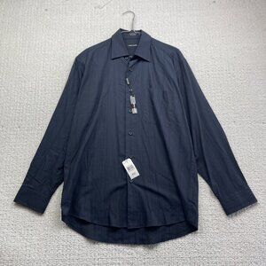 VTG NWT* Pierre Cardin Men's Dark Blue Dress Shirt M Buttons Up Striped Sears